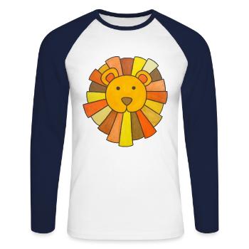 Lion Cute Baby Lion Kids kawaii Kindergarten - Unisex Long Sleeve Baseball T-Shirt - white/navy - Front - Nik (191cm)