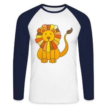 Lion cute baby lion kids kawaii nursery - Unisex Long Sleeve Baseball T-Shirt - white/navy - Front - Nik (191cm)