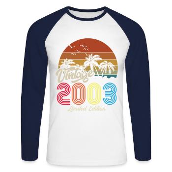 Vintage exemplaire unique 2003 Edition limitée - T-shirt baseball manches longues Homme - blanc/marine - Devant - Nik (191cm)