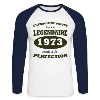 Vintage unique copy 1973 Limited edition - Unisex Long Sleeve Baseball T-Shirt - white/navy - Front - Nik (191cm)