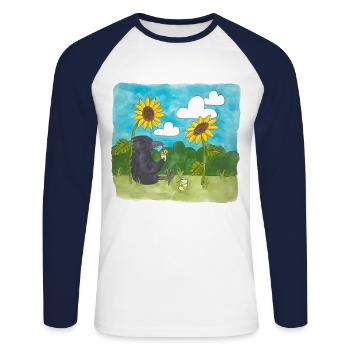 Raven Sunflowers chill Limonade d’été Heure d’été - T-shirt baseball manches longues Homme - blanc/marine - Devant - Nik (191cm)