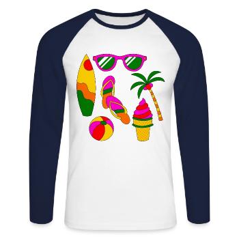 Summer Retro Summer Holiday like ice in the sunshine - Unisex Long Sleeve Baseball T-Shirt - white/navy - Front - Nik (191cm)