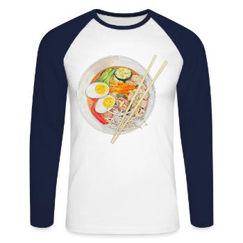Ramen Soup, Japanese Noodle Soup, Japan, China - Unisex Long Sleeve Baseball T-Shirt - white/navy - Front - Nik (191cm)