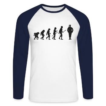 Militär von Anfang an - Unisex Baseballshirt langarm - Weiß/Navy - Vorne - Nik (191cm)