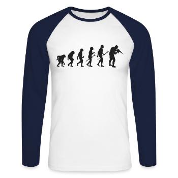 Militärische Entwicklung - Unisex Baseballshirt langarm - Weiß/Navy - Vorne - Nik (191cm)