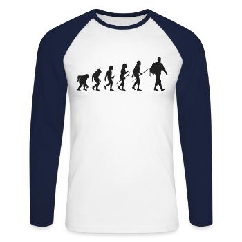 Bewaffnet mit der Erde, der natürlichen Evolution - Unisex Baseballshirt langarm - Weiß/Navy - Vorne - Nik (191cm)