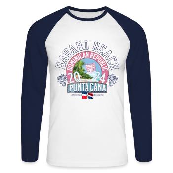 Bavaro beach Punta Cana travel the world - T-shirt baseball manches longues Homme - blanc/marine - Devant - Nik (191cm)