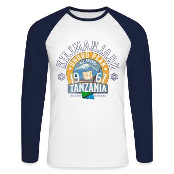 Kilimanjaro Uhuru peak Tanzania - T-shirt baseball manches longues Homme - blanc/marine - Devant - Nik (191cm)