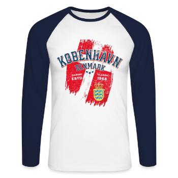 Kobenhavn Denmark Danish classic - T-shirt baseball manches longues Homme - blanc/marine - Devant - Nik (191cm)