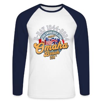 Omaha Beach 250th anniversary - Unisex Long Sleeve Baseball T-Shirt - white/navy - Front - Nik (191cm)