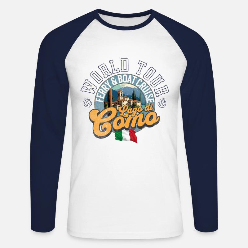 Bootsfahrt Lago di Como - Unisex Baseballshirt langarm - Weiß/Navy