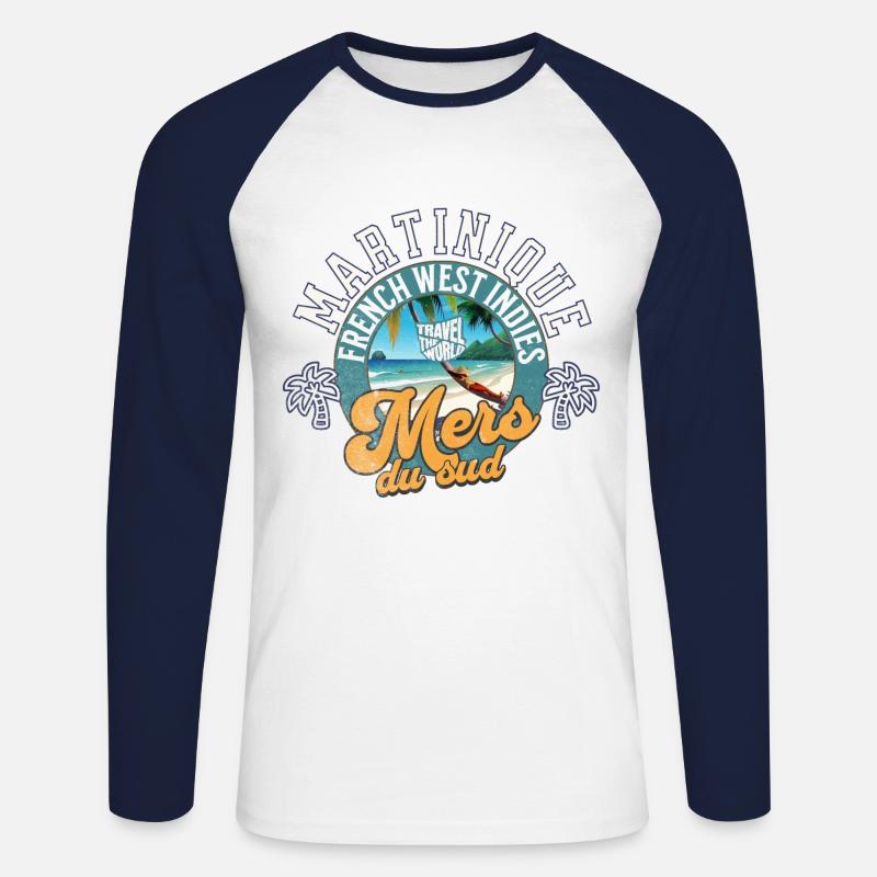 Südsee Martinique - Unisex Baseballshirt langarm - Weiß/Navy