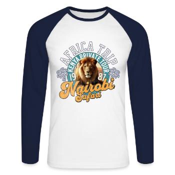 Nairobi Kenya safari - T-shirt baseball manches longues Homme - blanc/marine - Devant - Nik (191cm)