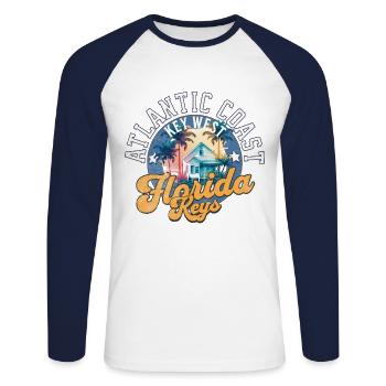 Florida keys Key West - Unisex Long Sleeve Baseball T-Shirt - white/navy - Front - Nik (191cm)