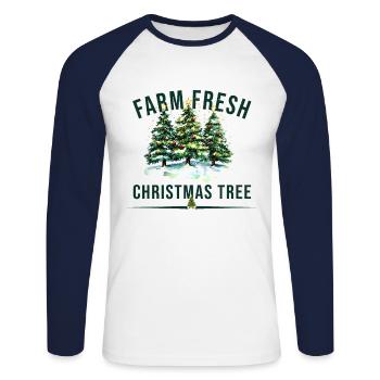 Arbre de Noël frais de la ferme - T-shirt baseball manches longues Homme - blanc/marine - Devant - Nik (191cm)
