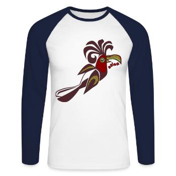 Paradiesvogel Salsa Vogel calypso retro tanzen - Unisex Baseballshirt langarm - Weiß/Navy - Vorne - Nik (191cm)