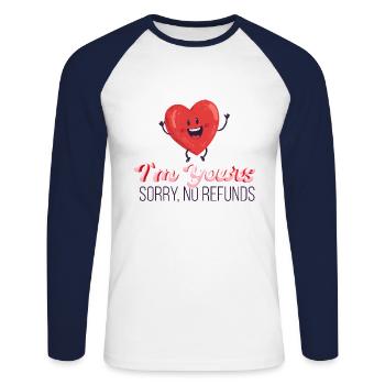 Je suis à toi Je suis à toi pas d’échange - T-shirt baseball manches longues Homme - blanc/marine - Devant - Nik (191cm)