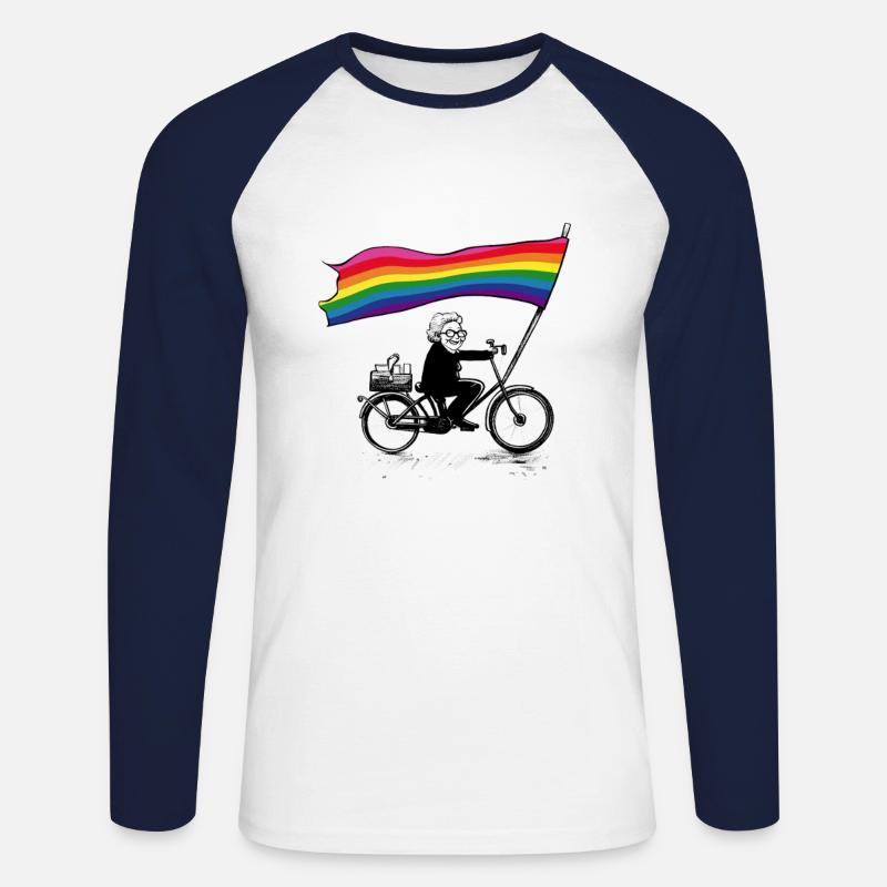 Olas gegen rechts - Unisex Baseballshirt langarm - Weiß/Navy