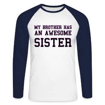 Bruder und Schwester Geschenk Kinder - Unisex Baseballshirt langarm - Weiß/Navy - Vorne - Nik (191cm)