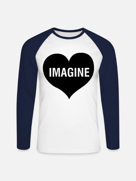IMAGINE - Unisex Long Sleeve Baseball T-Shirt - white/navy