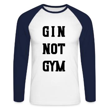 Witziges Workout Gin Fittnes Geschenk - Unisex Baseballshirt langarm - Weiß/Navy - Vorne - Nik (191cm)