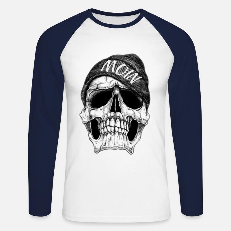 MOIN DEAD HEAD - Unisex Long Sleeve Baseball T-Shirt - white/navy
