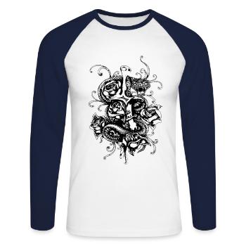 Snake - Unisex Long Sleeve Baseball T-Shirt - white/navy - Front - Nik (191cm)