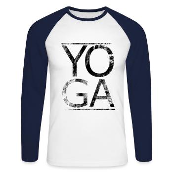 yoga - T-shirt baseball manches longues Homme - blanc/marine - Devant - Nik (191cm)