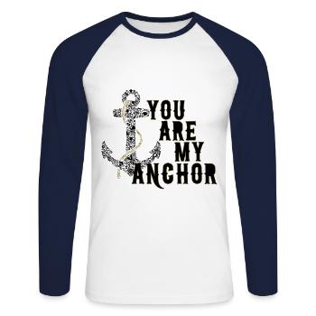 Anker - You are my Anchor - Unisex Baseballshirt langarm - Weiß/Navy - Vorne - Nik (191cm)