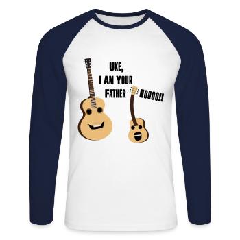 Uke I Am Your Father T Shirt Ukulele Guitar Music - Unisex Baseballshirt langarm - Weiß/Navy - Vorne - Nik (191cm)