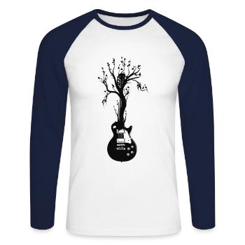 Guitar tree smooth t shirt - Unisex Long Sleeve Baseball T-Shirt - white/navy - Front - Nik (191cm)