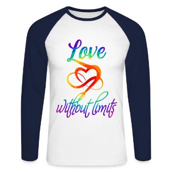 Homo Love Without Limits - LGBT Gift Gay Pride - Unisex Long Sleeve Baseball T-Shirt - white/navy - Front - Nik (191cm)