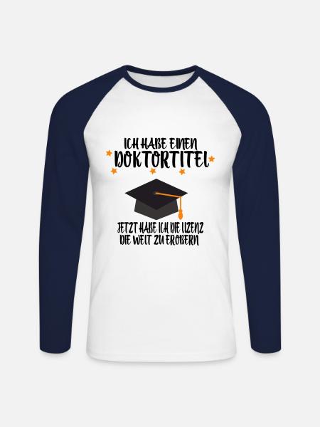 Doktortitel - Unisex Baseballshirt langarm - Weiß/Navy