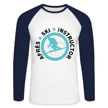 Après-Ski Instructor - Ski - Unisex Baseballshirt langarm - Weiß/Navy - Vorne - Nik (191cm)
