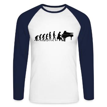 Pianist evolution - Unisex Baseballshirt langarm - Weiß/Navy - Vorne - Nik (191cm)