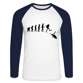 Evolution du plongeur - T-shirt baseball manches longues Homme - blanc/marine - Devant - Nik (191cm)