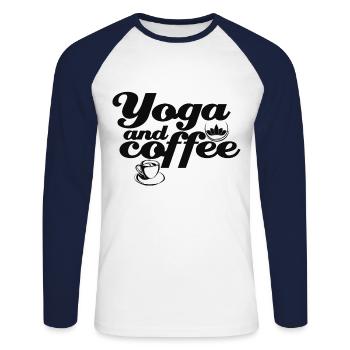 Yoga Coffee Naps Yoga - T-shirt baseball manches longues Homme - blanc/marine - Devant - Nik (191cm)