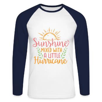 sunshine mixed with a little hurricane adventure - Unisex Long Sleeve Baseball T-Shirt - white/navy - Front - Nik (191cm)