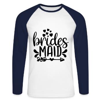 Brides Maid - Unisex Long Sleeve Baseball T-Shirt - white/navy - Front - Nik (191cm)