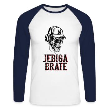 Jebiga Brate - Unisex Long Sleeve Baseball T-Shirt - white/navy - Front - Nik (191cm)