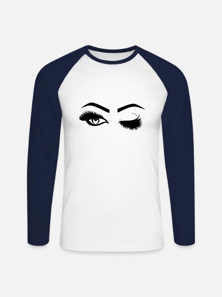 Eyelashes eyebrows women gift - Unisex Long Sleeve Baseball T-Shirt - white/navy