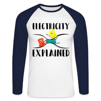 Electricity Explained Physik Nerd - Unisex Baseballshirt langarm - Weiß/Navy - Vorne - Nik (191cm)