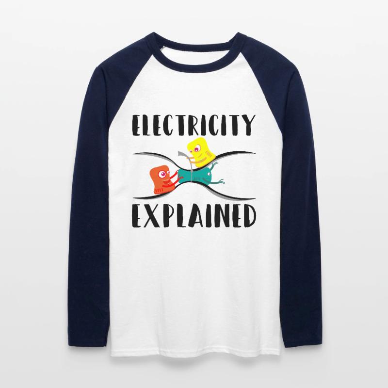 Electricity Explained Physics Nerd Unisex Long Sleeve Baseball T-Shirt