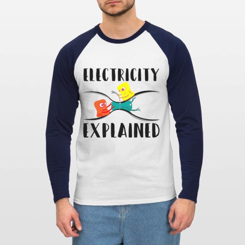 Electricity Explained Physics Nerd Unisex Long Sleeve Baseball T-Shirt