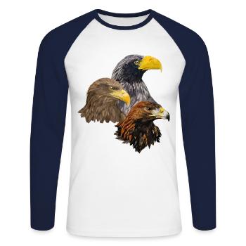 Oiseaux de proie - T-shirt baseball manches longues Homme - blanc/marine - Devant - Nik (191cm)