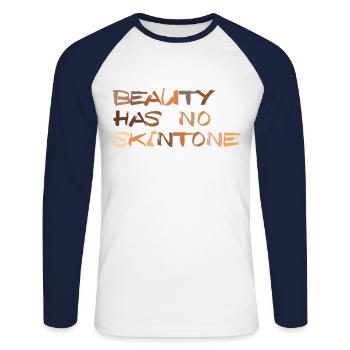 La beauté n'a pas d'antiracisme de la peau - T-shirt baseball manches longues Homme - blanc/marine - Devant - Nik (191cm)