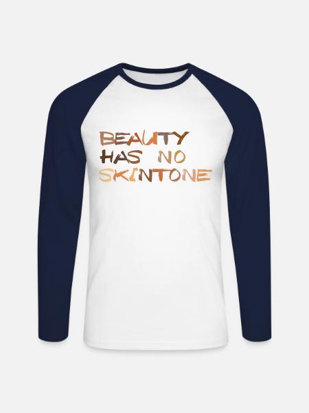 Beauty Hat Keinen Hautton Antirassismus - Unisex Baseballshirt langarm - Weiß/Navy
