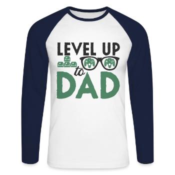 Level up to Gamer Dad - Unisex Long Sleeve Baseball T-Shirt - white/navy - Front - Nik (191cm)