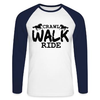 Horses - Crawl, Walk, Ride Horse - Unisex Long Sleeve Baseball T-Shirt - white/navy - Front - Nik (191cm)