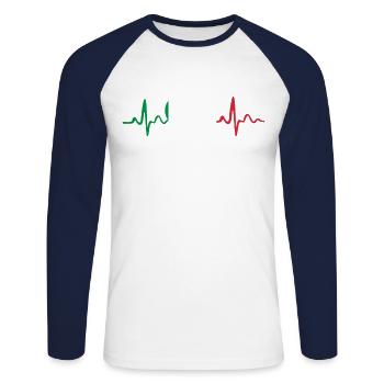 Italy heartbeat EKG pulse Italy - Unisex Long Sleeve Baseball T-Shirt - white/navy - Front - Nik (191cm)